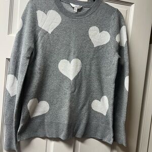 Gray Sweater with White Heart Pattern